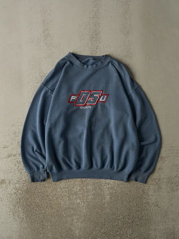 Vintage Y2K Slate Blue Fubu Embroidered Crewneck (M/L) sold by Rebalance Vintage
