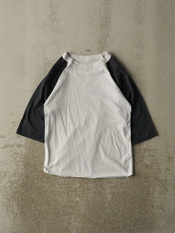 Vintage 80s White & Black Raglan Tee (XS/S) sold by Rebalance Vintage