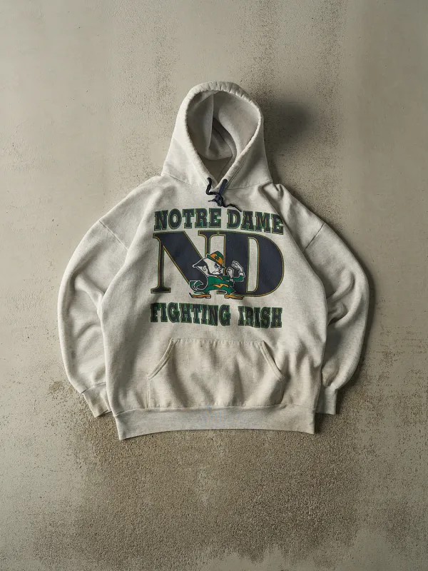Vintage 90s Heather Grey University of Notre Dame Fighting Irish Hoodie (L/XL) sold by Rebalance Vintage