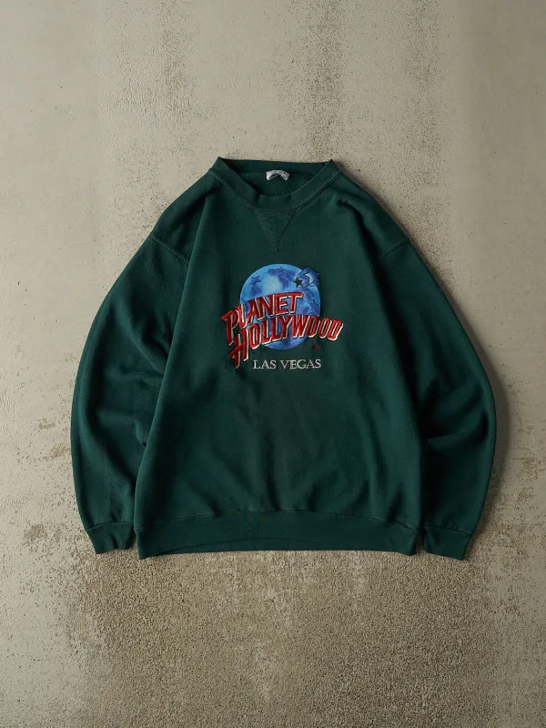 Vintage 90s Green Planet Hollywood Las Vegas Embroidered Crewneck (S/M) sold by Rebalance Vintage