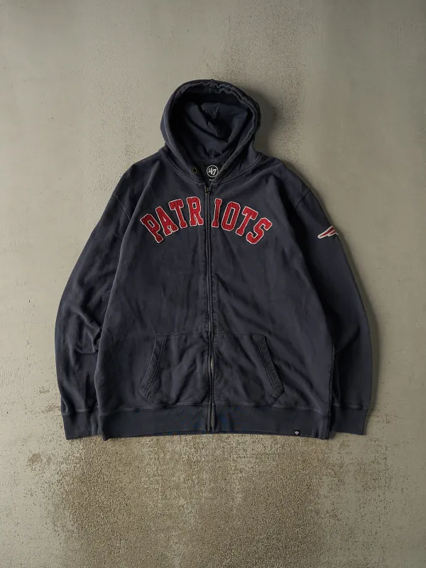 Vintage Y2K Navy Blue New England Patriots Embroidered Zip Up Hoodie (XXL/XXXL) sold by Rebalance Vintage