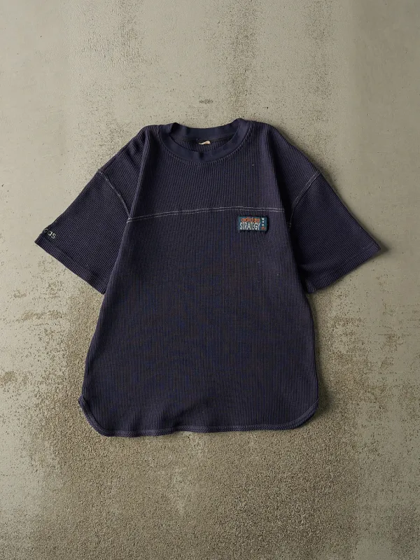Vintage 90s Navy Blue Adidas Embroidered Thermal Tee (M/L) sold by Rebalance Vintage