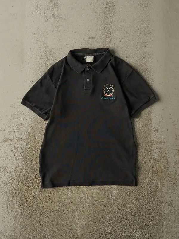 Vintage 80s Black Miami Beach Quarter Button Tee (S) sold by Rebalance Vintage