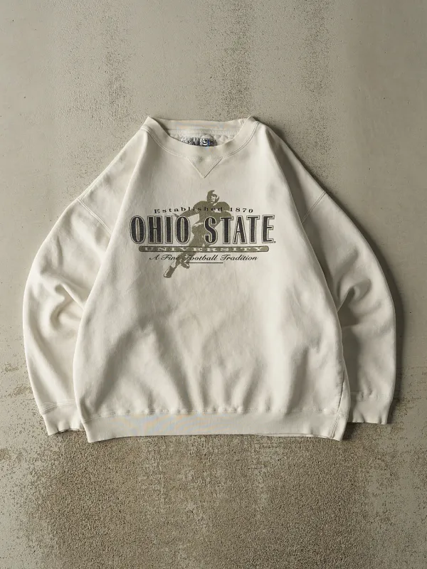 Vintage 90s White Ohio State University Crewneck (L/XL) sold by Rebalance Vintage