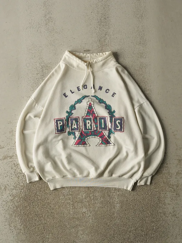 Vintage 80s White Paris Crewneck (XS/S) sold by Rebalance Vintage