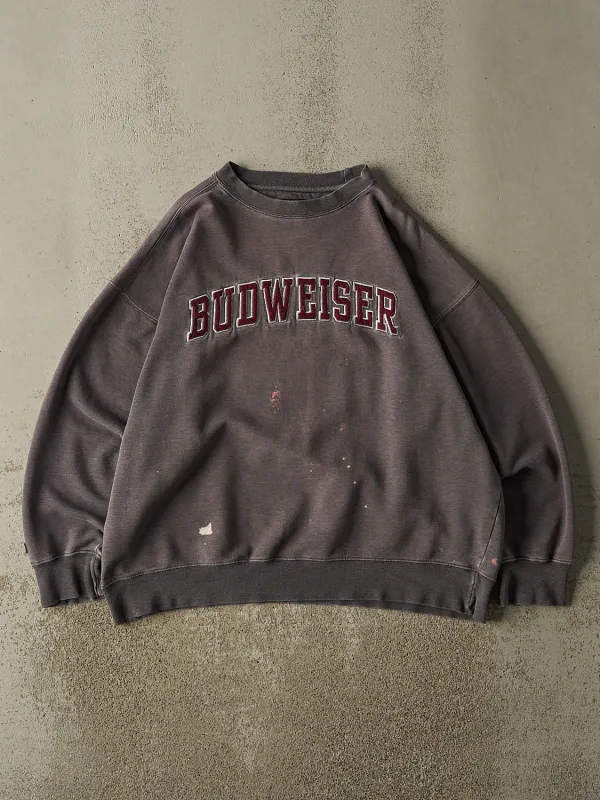 Vintage 90s Grey Budweiser Embroidered Crewneck (L) sold by Rebalance Vintage