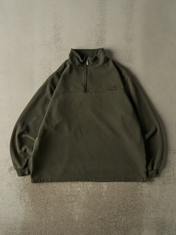 Vintage 90s Green Carhartt Embroidered Quarter Zip Sweater (XL/XXL) sold by Rebalance Vintage