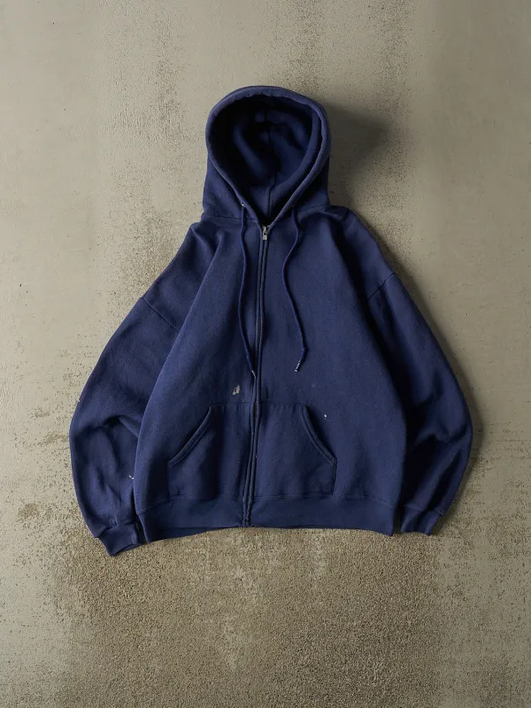 Vintage 90s Royal Blue Blank Zip Up Hoodie (S/M) sold by Rebalance Vintage