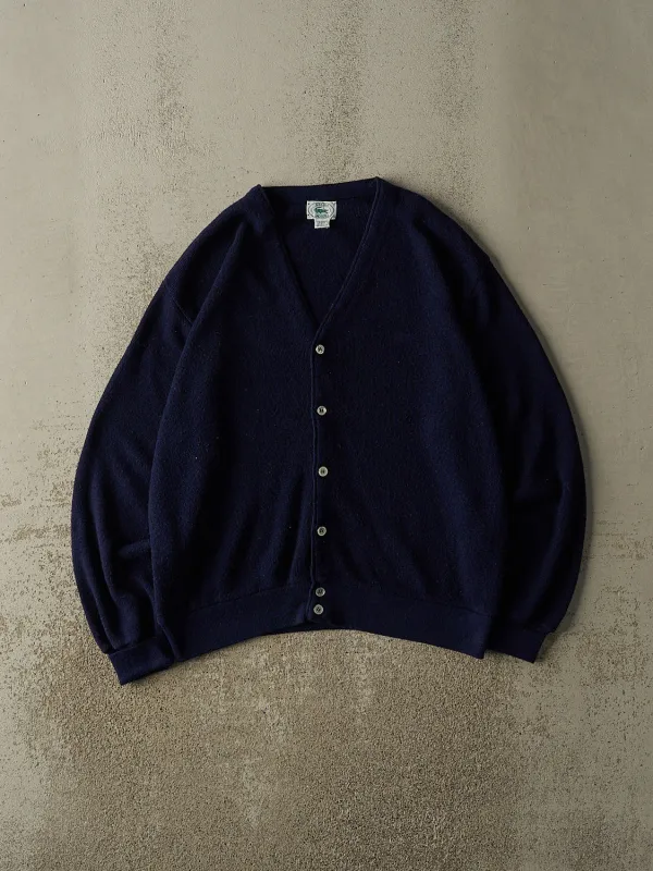 Vintage 80s Navy Blue Izod  x Lacoste Cardigan Knit (L/XL) sold by Rebalance Vintage
