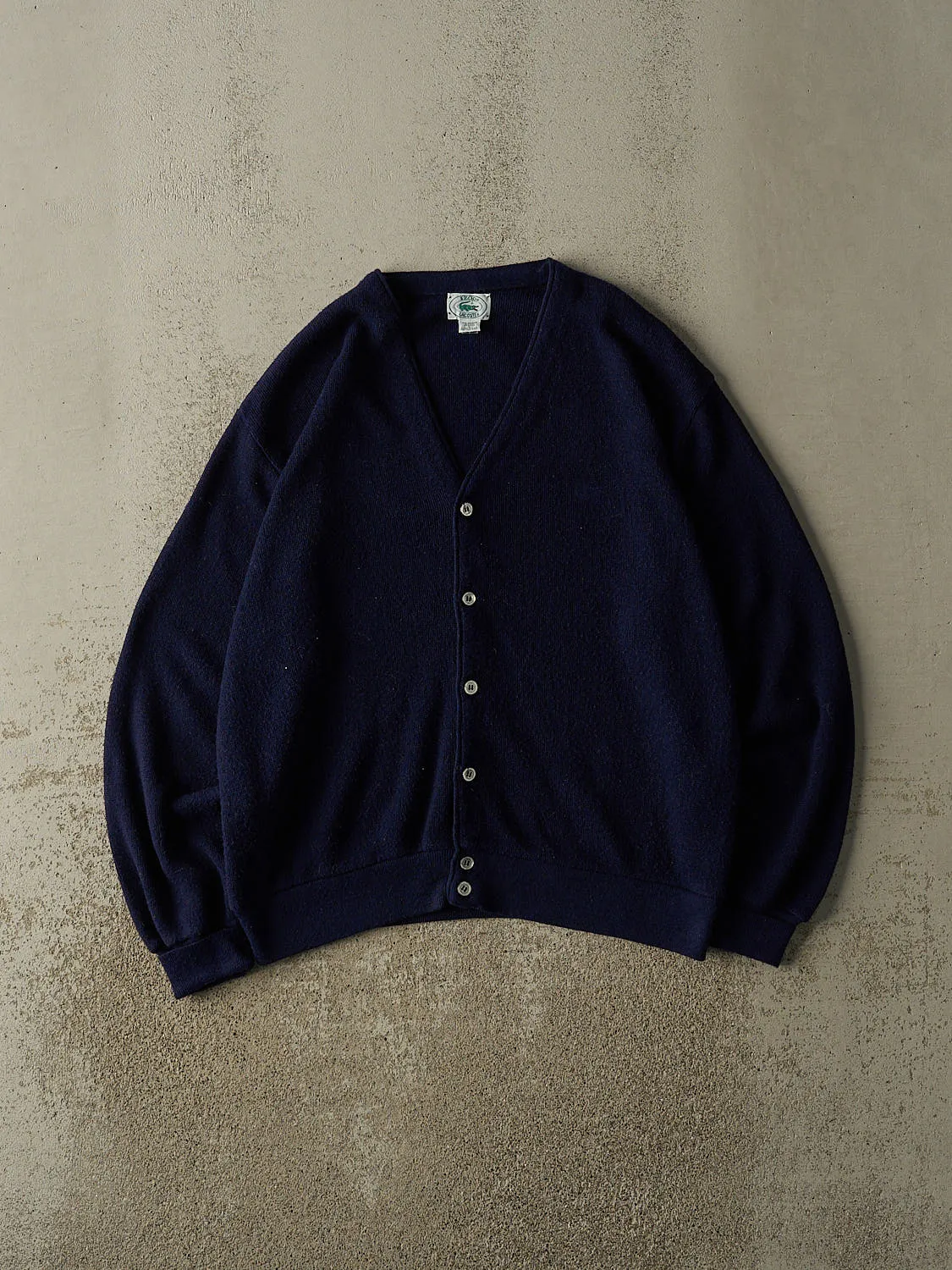 Vintage 80s Navy Blue Izod x Lacoste Cardigan Knit (L/XL) sold by Rebalance Vintage