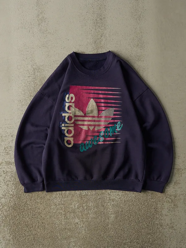 Vintage 80s Navy Blue Adidas Crewneck (XS/S) sold by Rebalance Vintage
