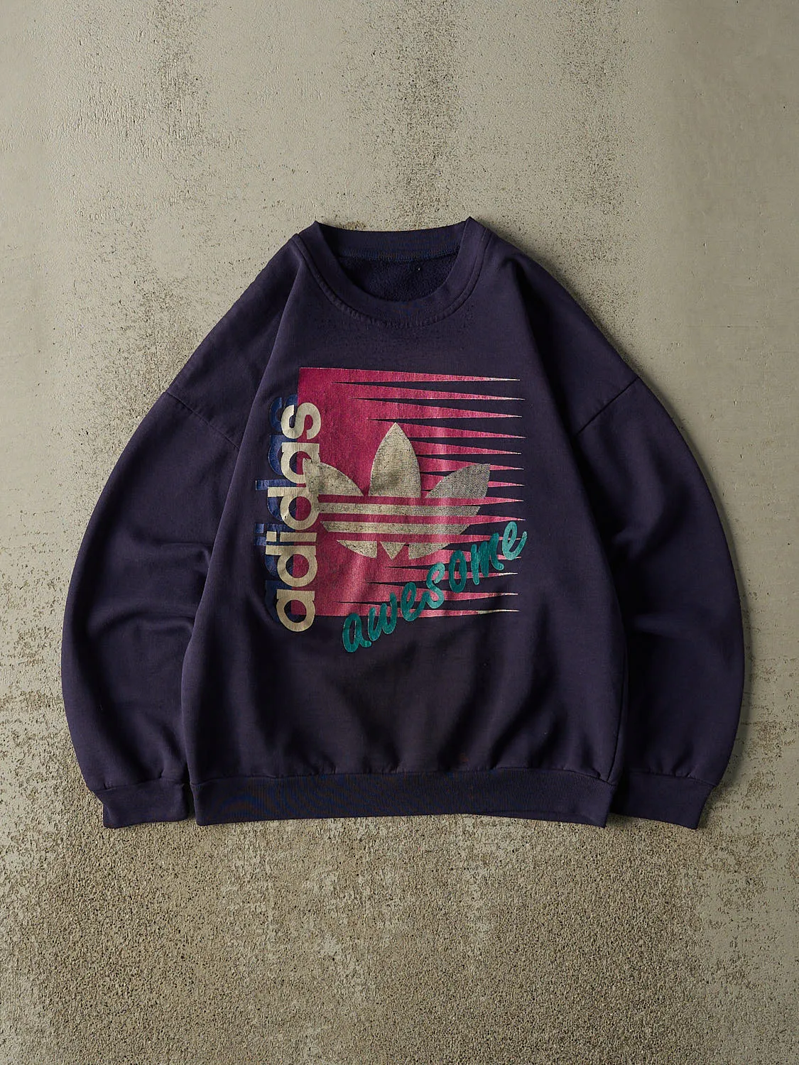 Vintage 80s Navy Blue Adidas Crewneck (XS/S) sold by Rebalance Vintage