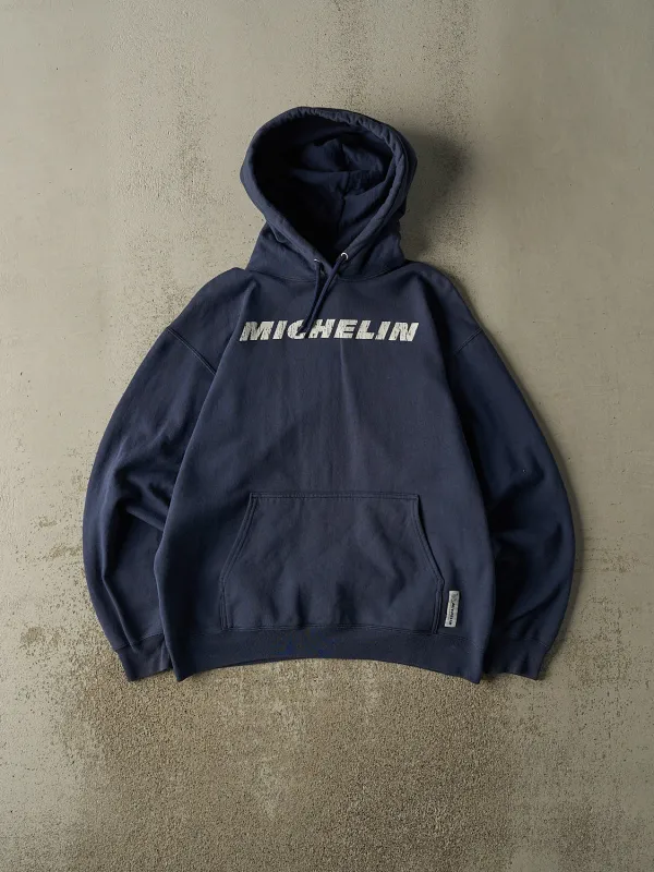 Vintage 90s Sun Faded Navy Michelin Hoodie (L) sold by Rebalance Vintage