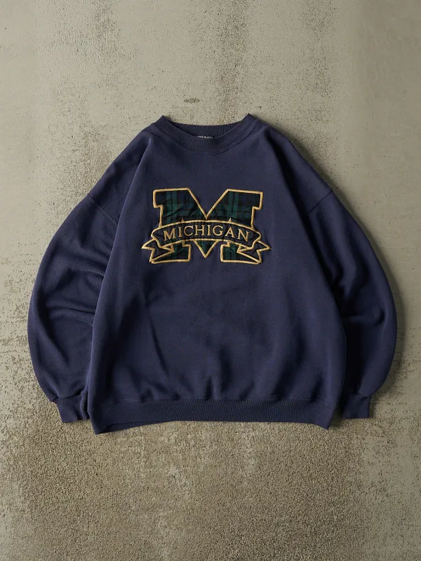 Vintage 90s Navy Blue University of Michigan Crewneck (XS/S) sold by Rebalance Vintage