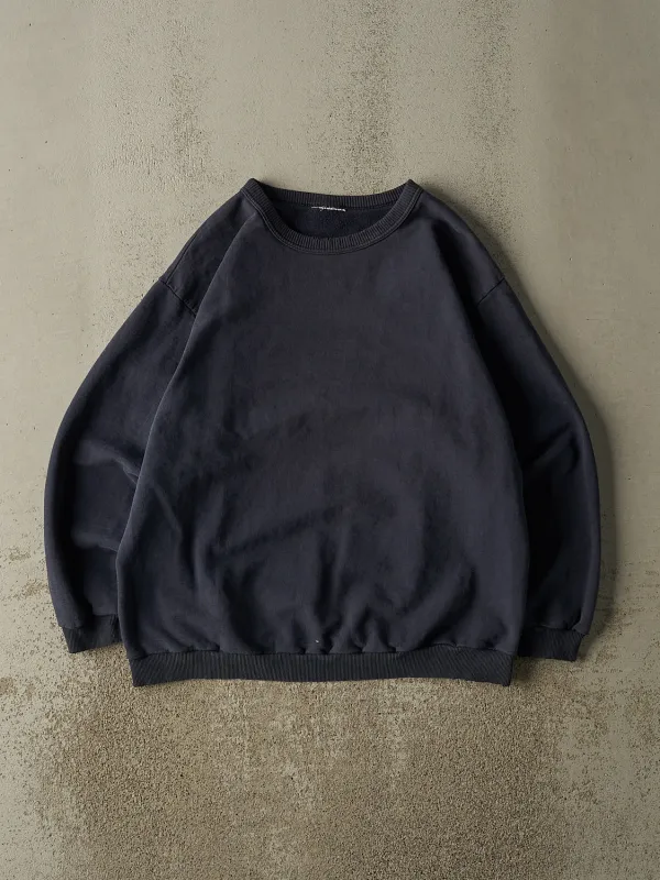 Vintage 90s Navy Blue Blank Crewneck (L) sold by Rebalance Vintage