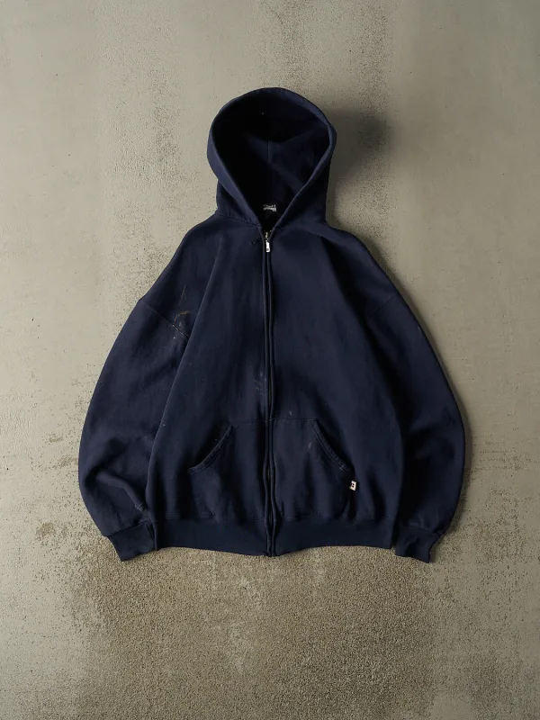 Vintage 90s Navy Blue Russell Athletic Zip Up Hoodie (M/L) sold by Rebalance Vintage