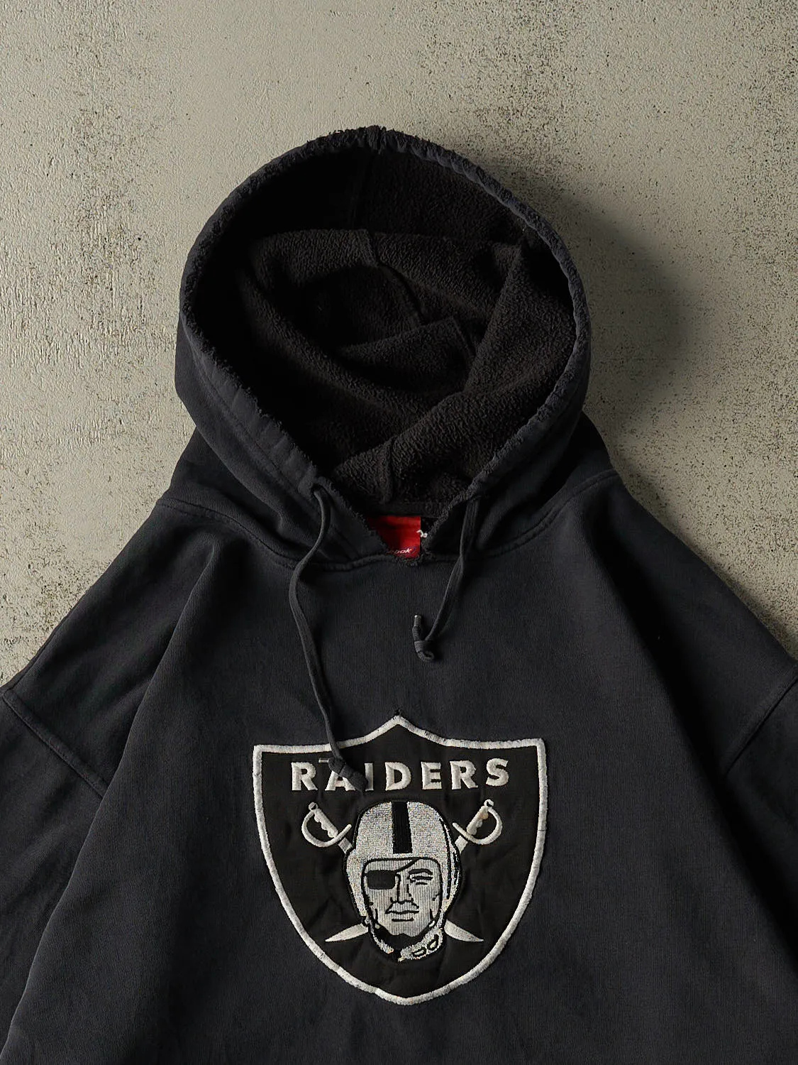 Vintage Y2K Faded Black Oakland Raiders Embroidered Hoodie (XL/XXL) sold by Rebalance Vintage product image thumbnail 2