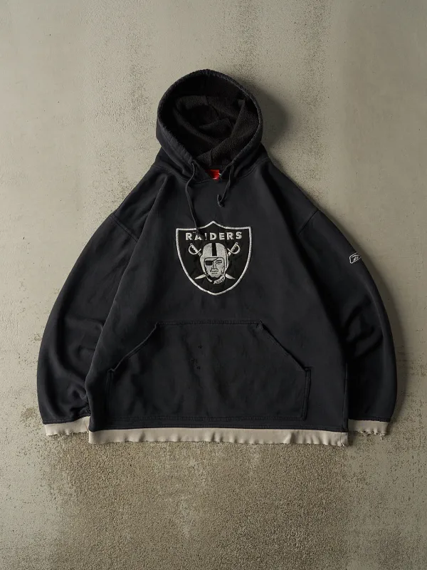 Vintage Y2K Faded Black Oakland Raiders Embroidered Hoodie (XL/XXL) made by Rebalance Vintage