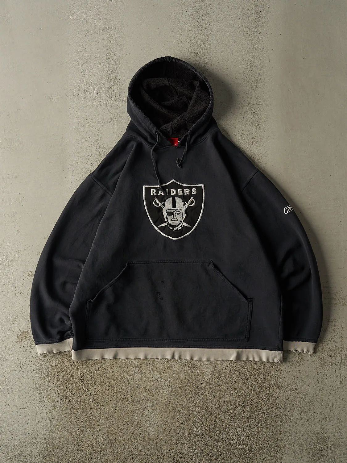 Vintage Y2K Faded Black Oakland Raiders Embroidered Hoodie (XL/XXL) sold by Rebalance Vintage