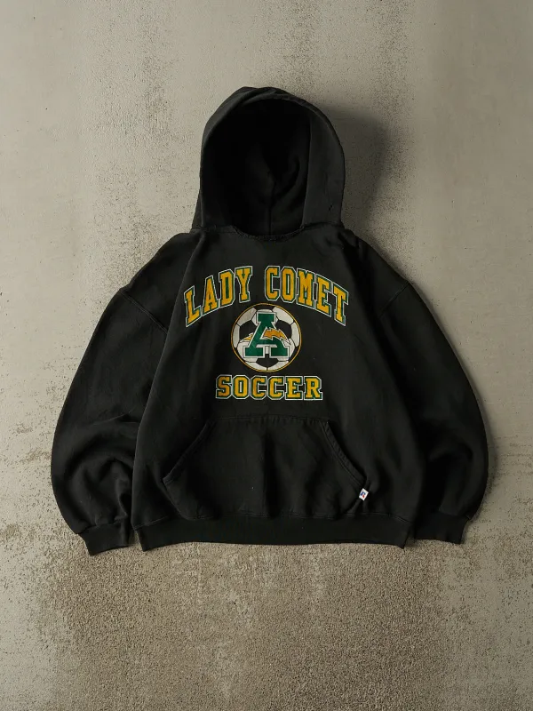 Vintage 90s Black Russell Athletic Lady Comet Soccer Hoodie (XS/S) sold by Rebalance Vintage