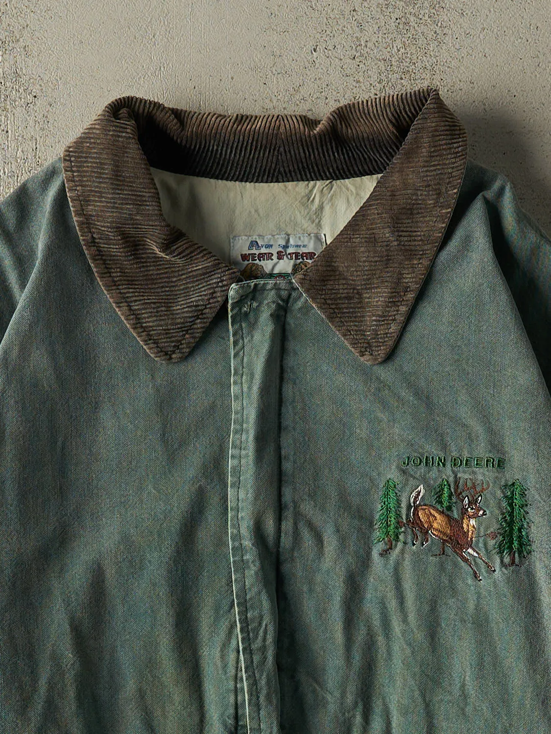 Vintage 80s Washed Green John Deere Embroidered Work Jacket (M/L) sold by Rebalance Vintage product image thumbnail 2