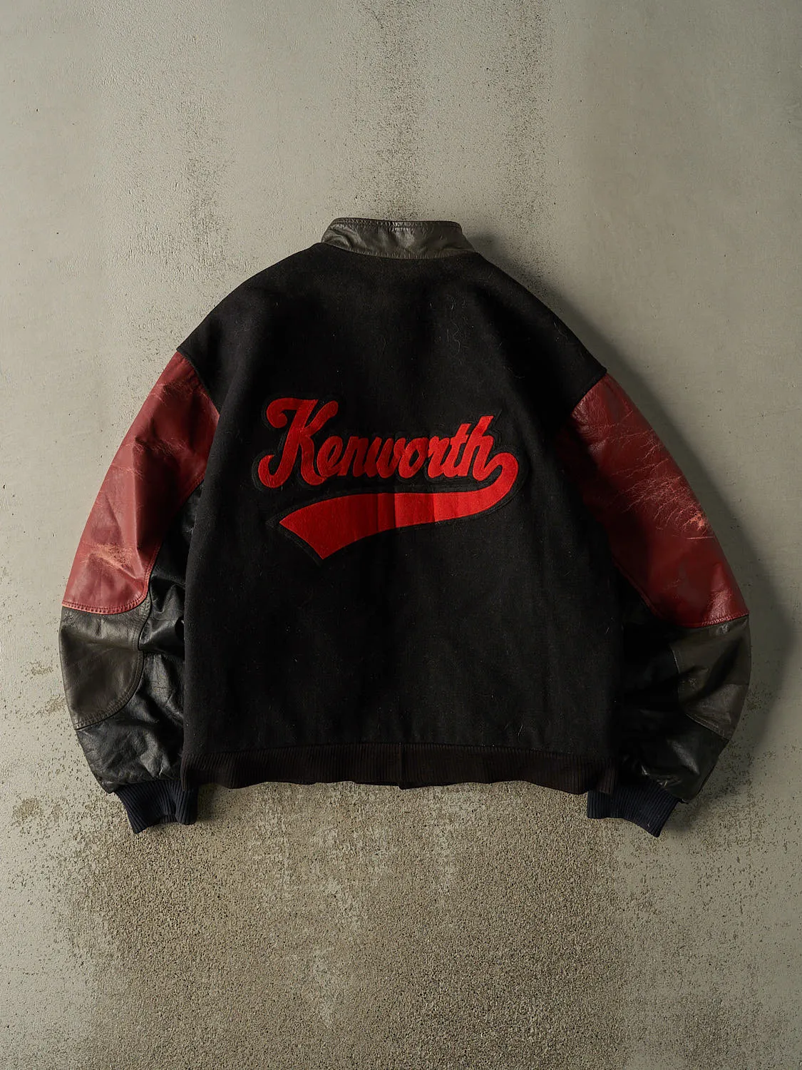 Vintage 90s Black Kenworth Embroidered Varsity Jacket (XL) sold by Rebalance Vintage product image thumbnail 2