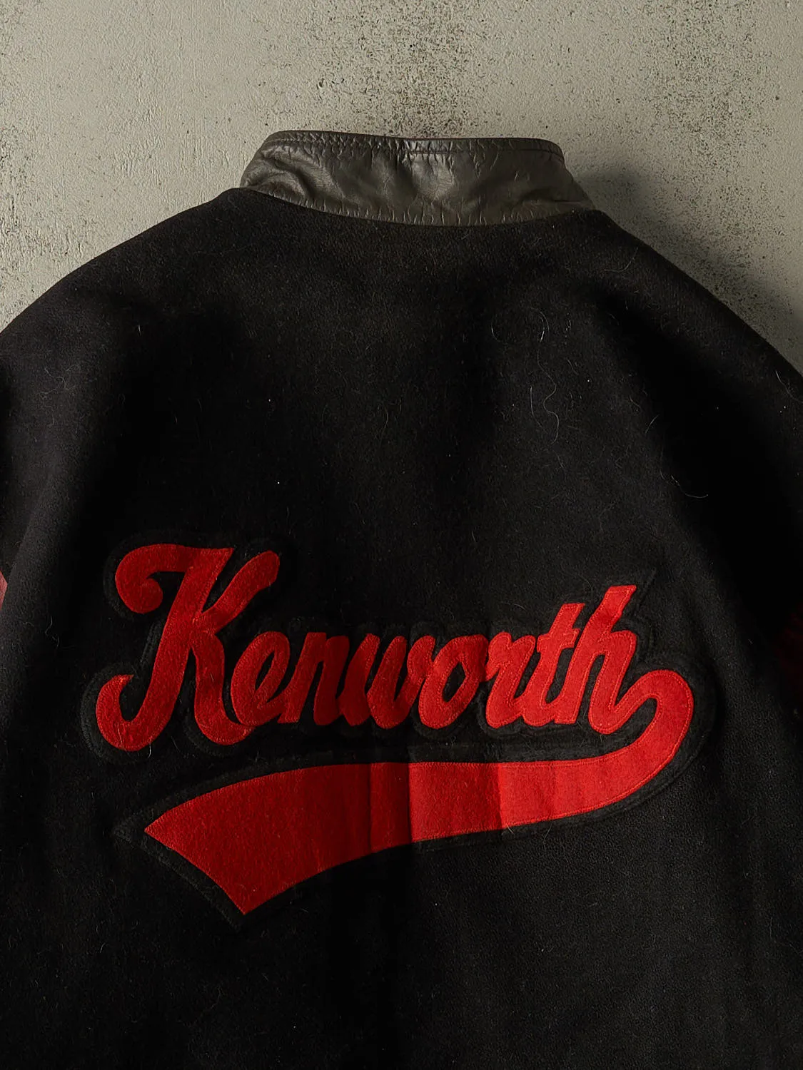 Vintage 90s Black Kenworth Embroidered Varsity Jacket (XL) sold by Rebalance Vintage product image thumbnail 4