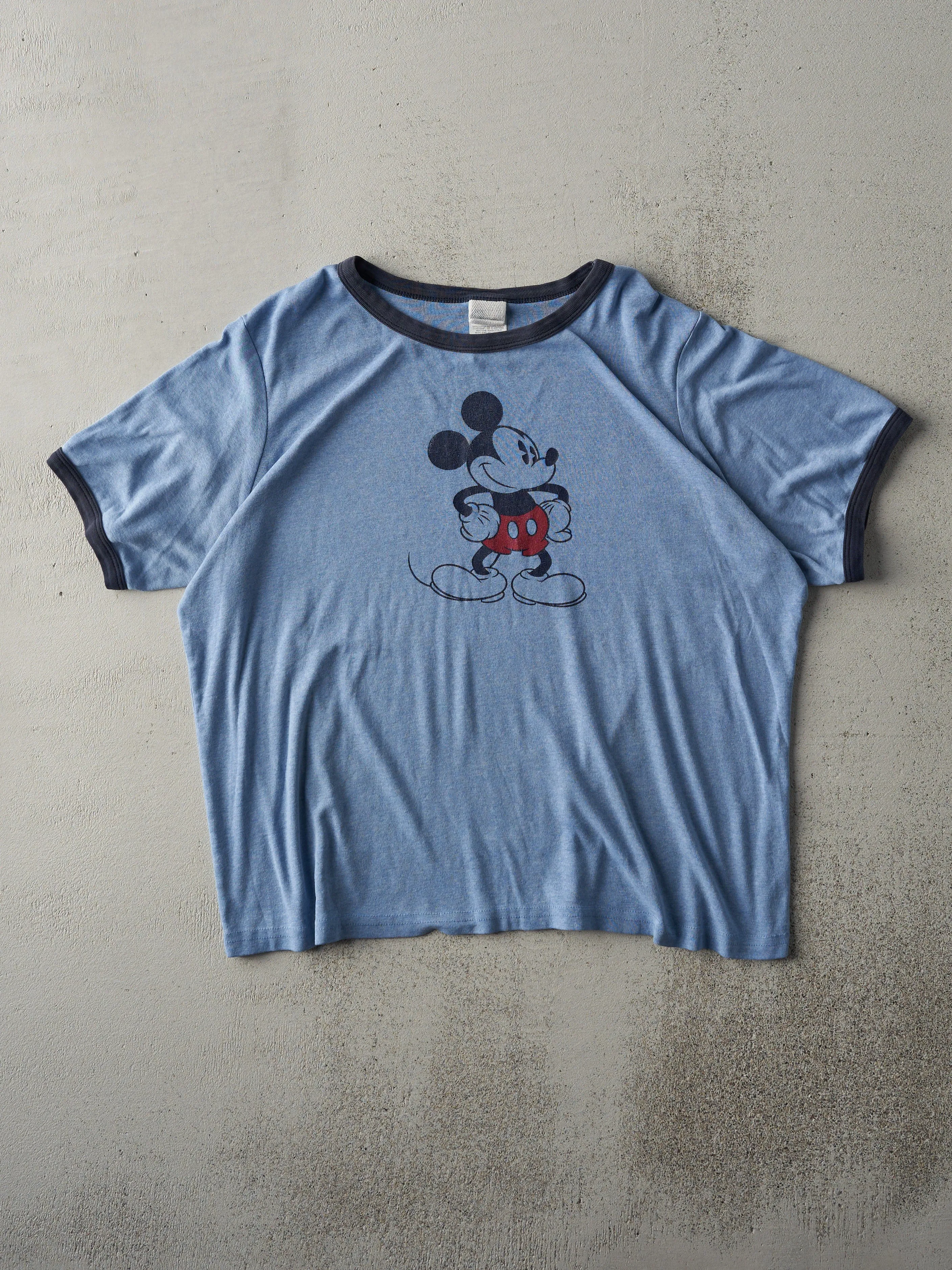 Vintage 80s Blue Mickey Mouse Ringer Tee (L) sold by Rebalance Vintage