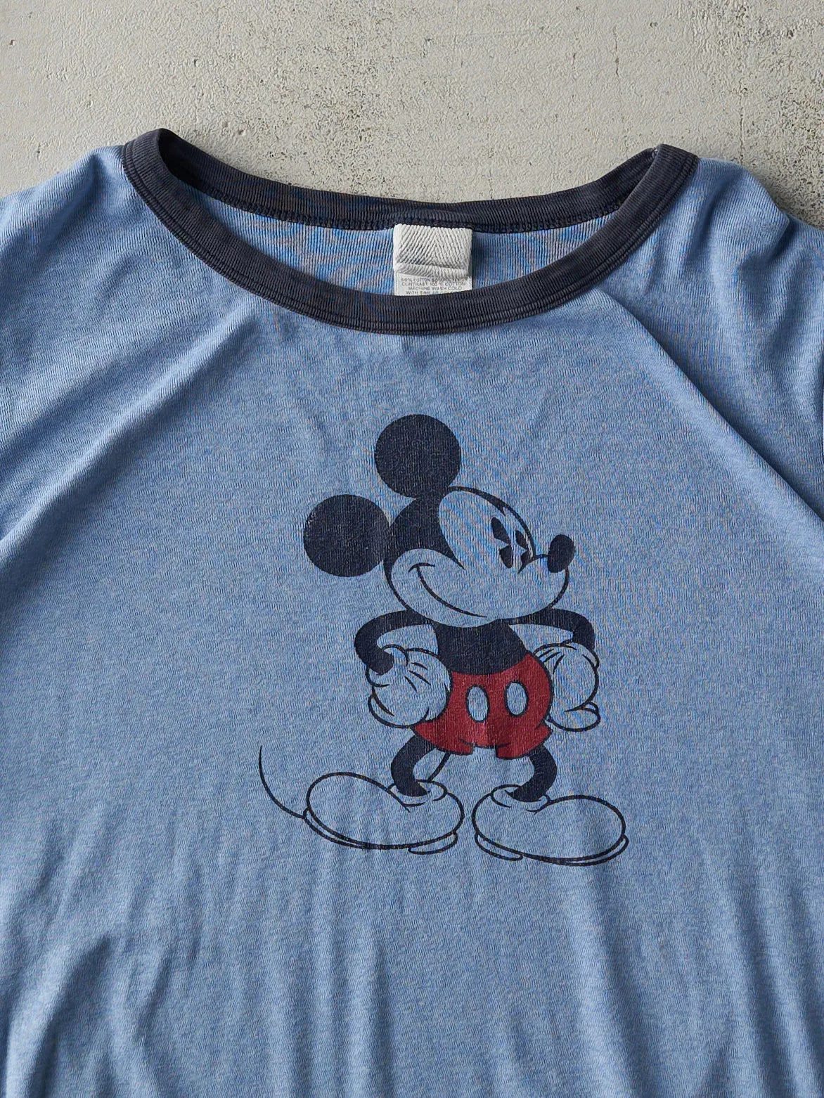 Vintage 80s Blue Mickey Mouse Ringer Tee (L) sold by Rebalance Vintage product image thumbnail 2
