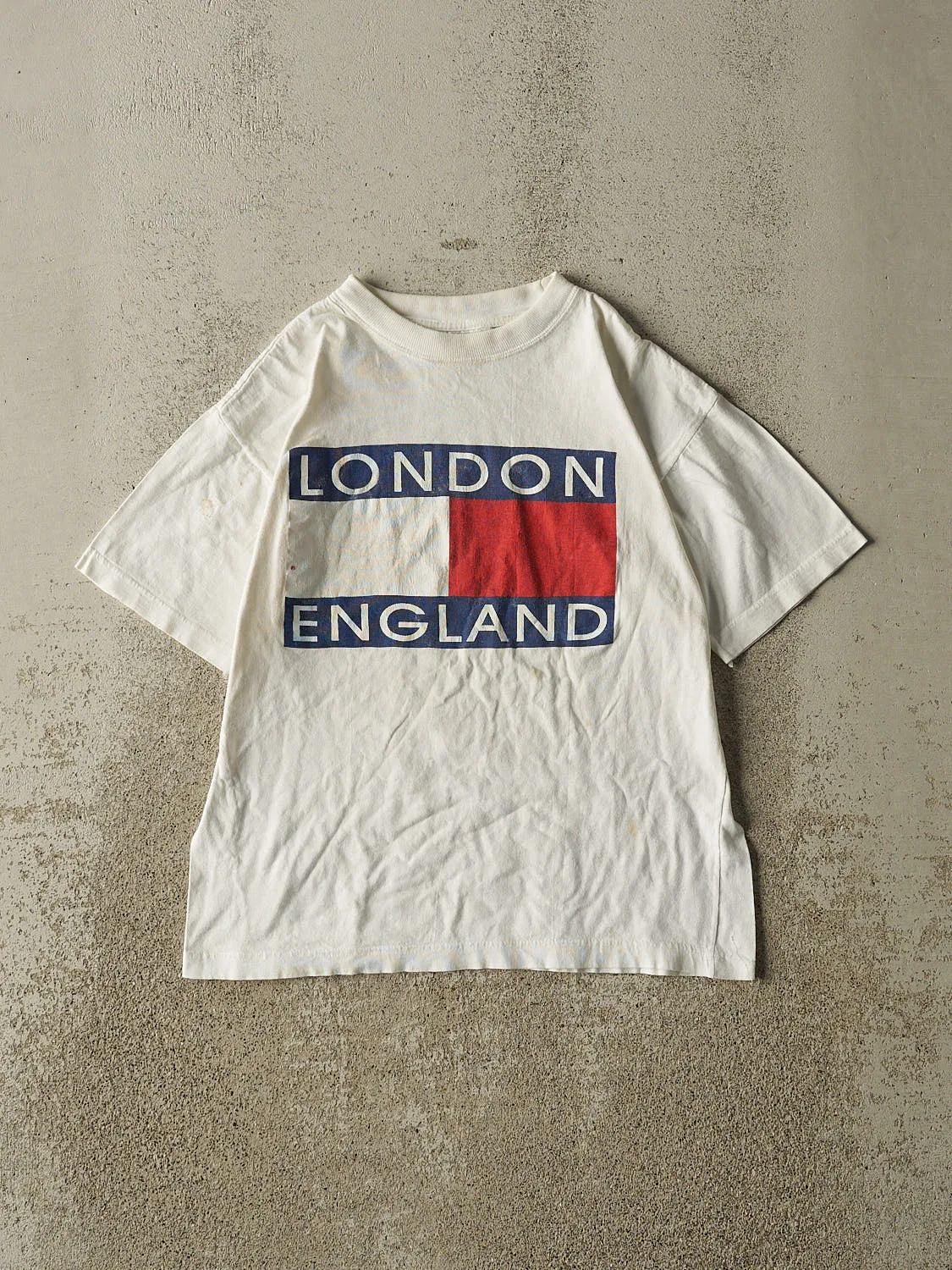 Vintage 90s White London England Tee (XS) sold by Rebalance Vintage