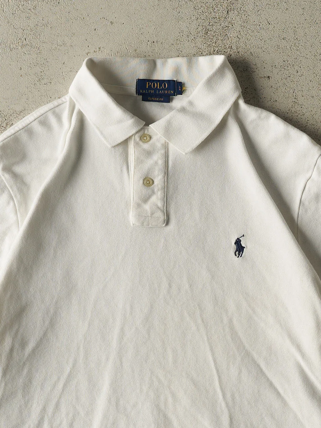 Vintage Y2K White Polo Quarter Button Tee (L) sold by Rebalance Vintage product image thumbnail 2