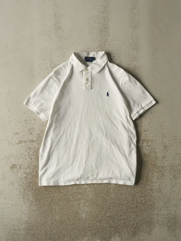 Vintage Y2K White Polo Quarter Button Tee (L) sold by Rebalance Vintage