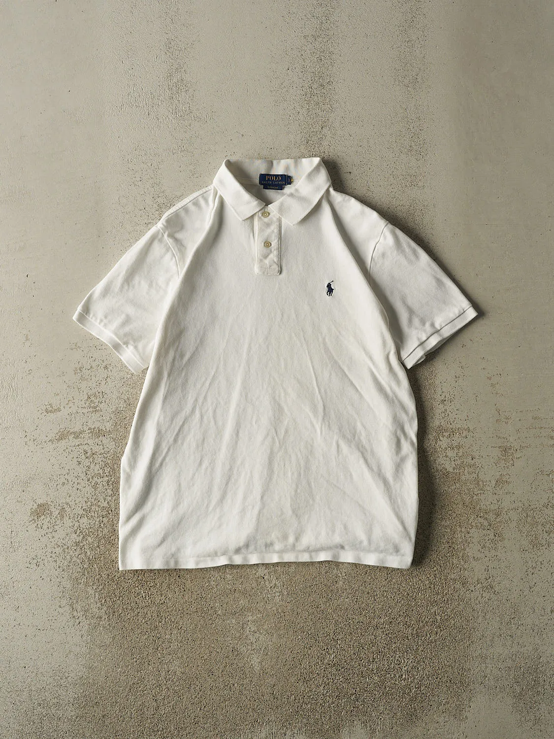 Vintage Y2K White Polo Quarter Button Tee (L) sold by Rebalance Vintage