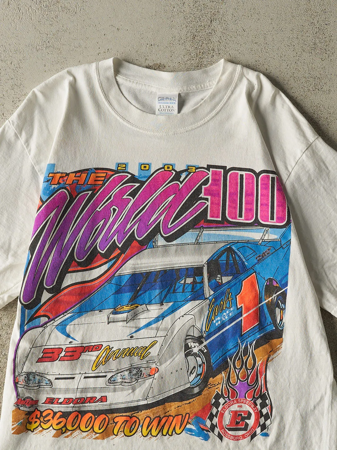 Vintage 03' White The World 100 Racing Tee (L/XL) sold by Rebalance Vintage product image thumbnail 3