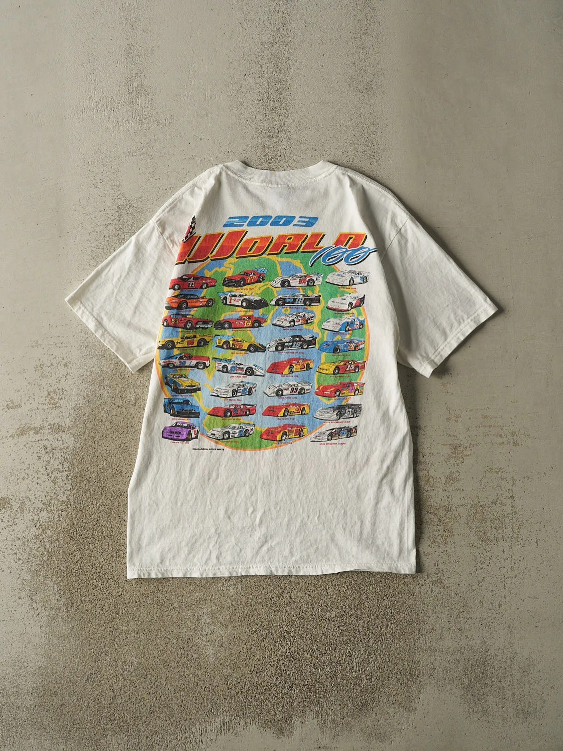 Vintage 03' White The World 100 Racing Tee (L/XL) sold by Rebalance Vintage product image thumbnail 2