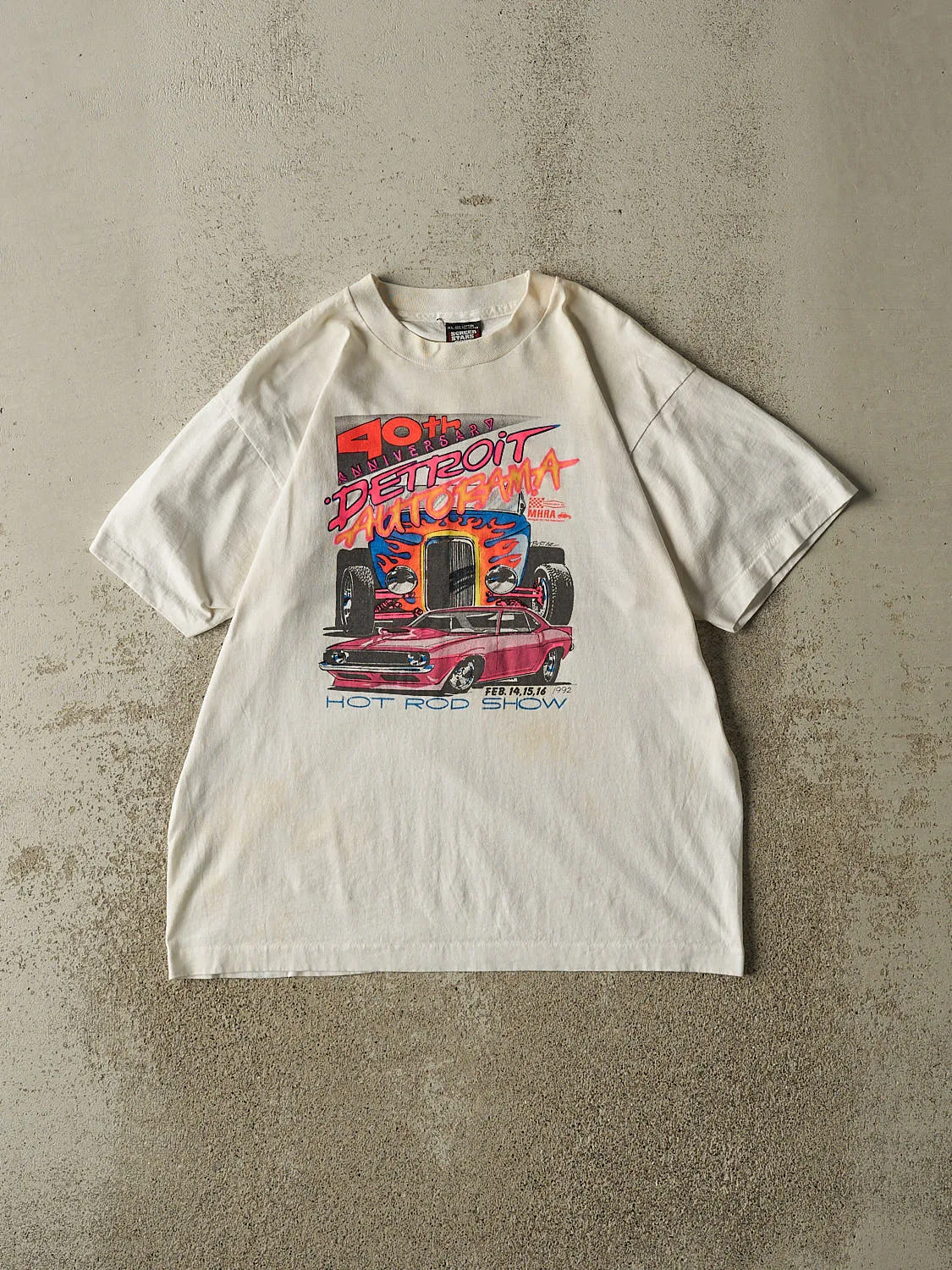 Vintage 92' White Detroit Hot Rod Show Single Stitch Tee (M) sold by Rebalance Vintage