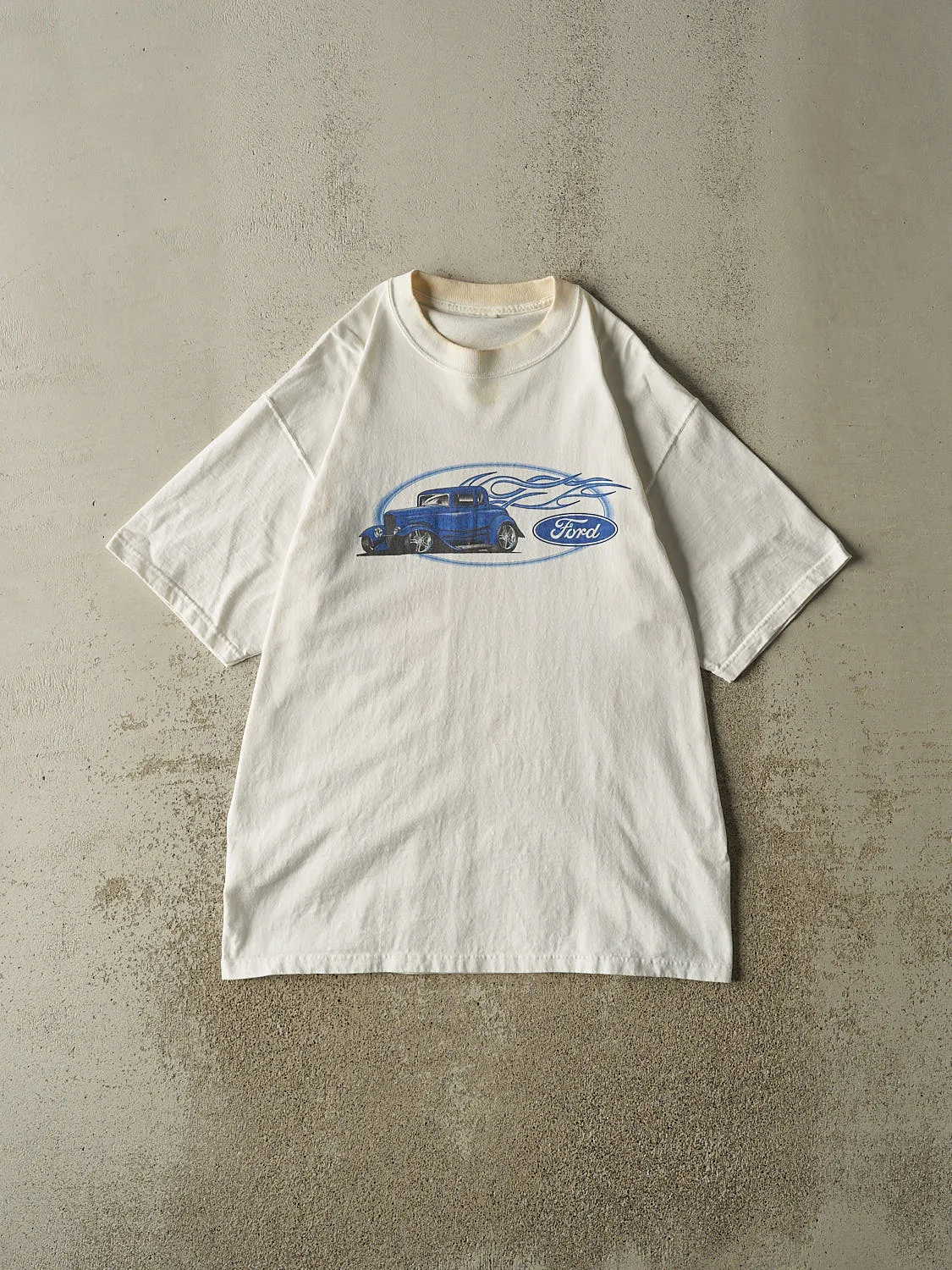 Vintage Y2K White Ford Racing Tee (L/XL) sold by Rebalance Vintage