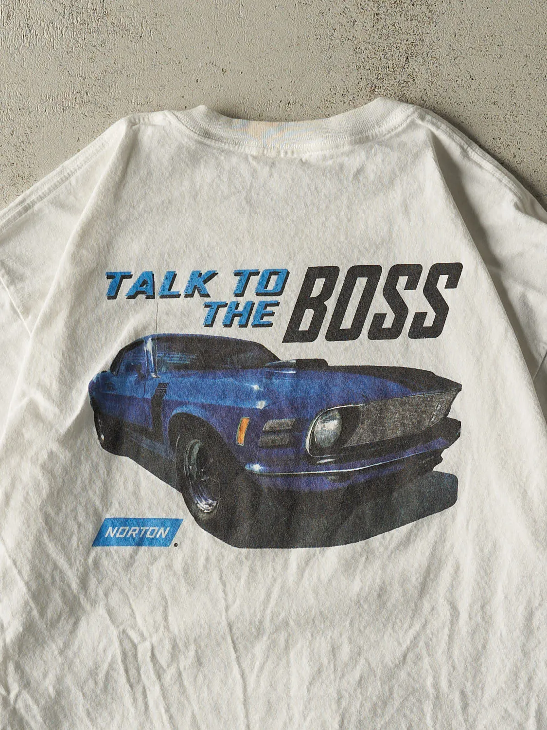 Vintage Y2K White Norton "Talk to the Boss" Tee (XL) sold by Rebalance Vintage product image thumbnail 4