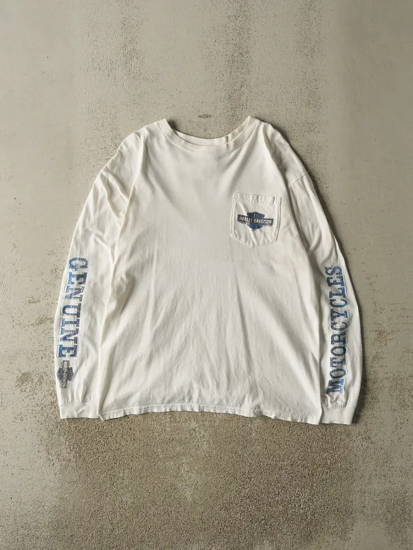 Vintage 13' White Harley Davidson Marquette MI Long Sleeve (M/L) made by Rebalance Vintage