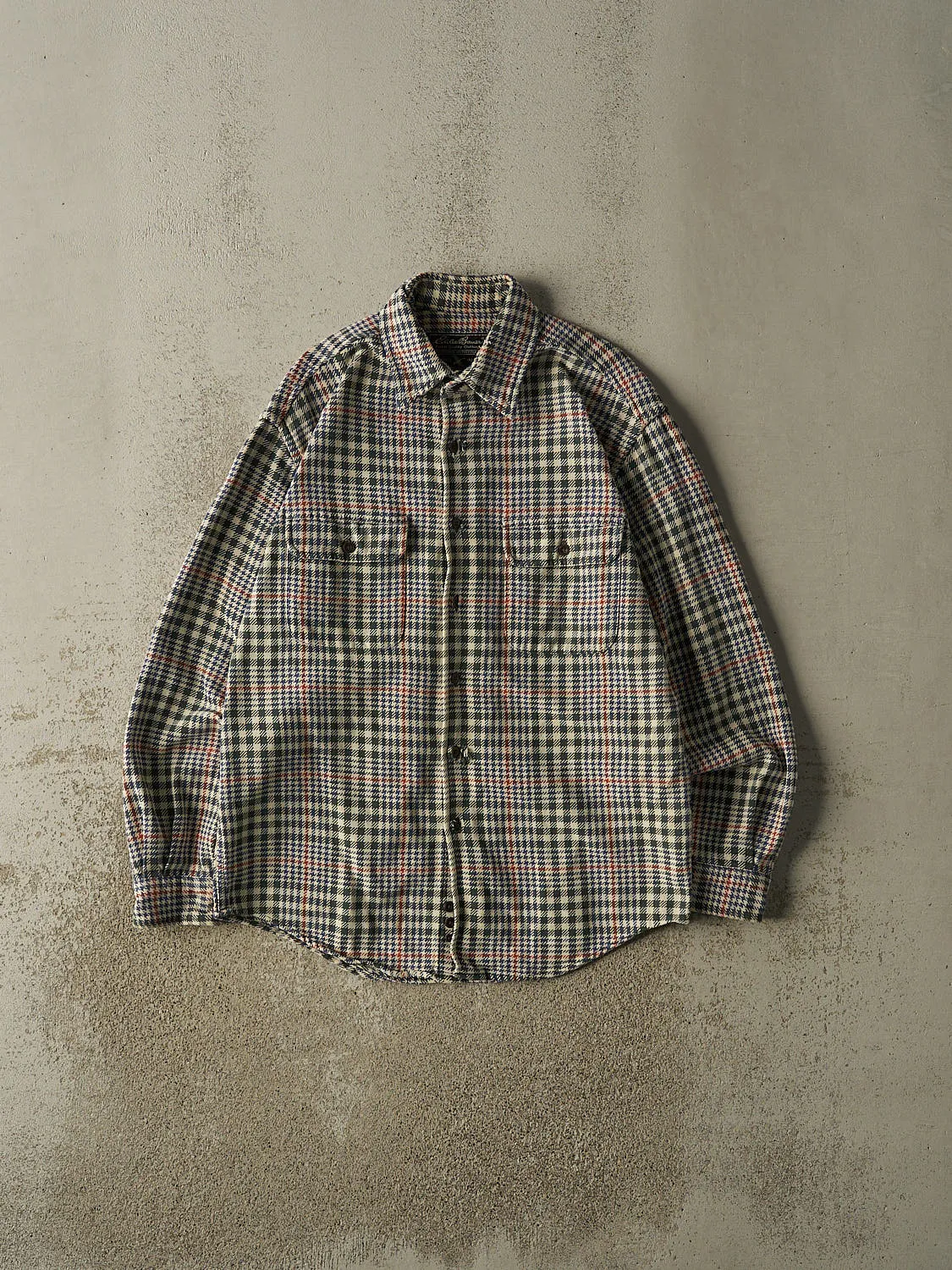 Vintage 90s Beige Eddie Bauer Plaid Button Up Long Sleeve (L/XL) sold by Rebalance Vintage