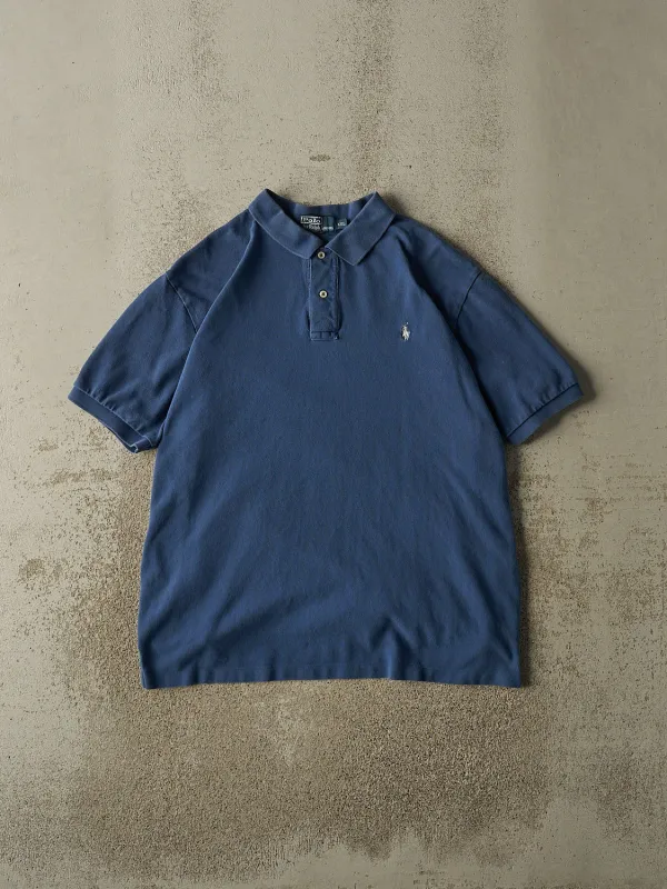 Vintage 90s Blue Polo Quarter Button Tee (XL) sold by Rebalance Vintage