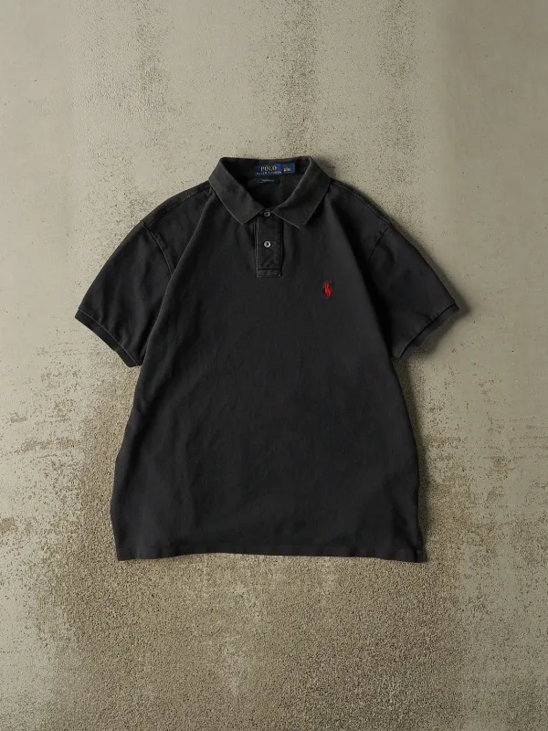 Vintage Y2K Faded Black Polo Quarter Button Tee (M) sold by Rebalance Vintage