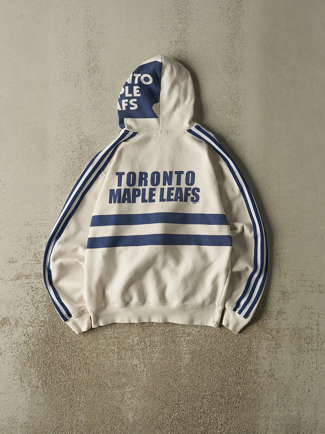 Vintage 90s White & Blue Toronto Maple Leafs Embroidered Zip Up Hoodie (XS) sold by Rebalance Vintage product image thumbnail 2