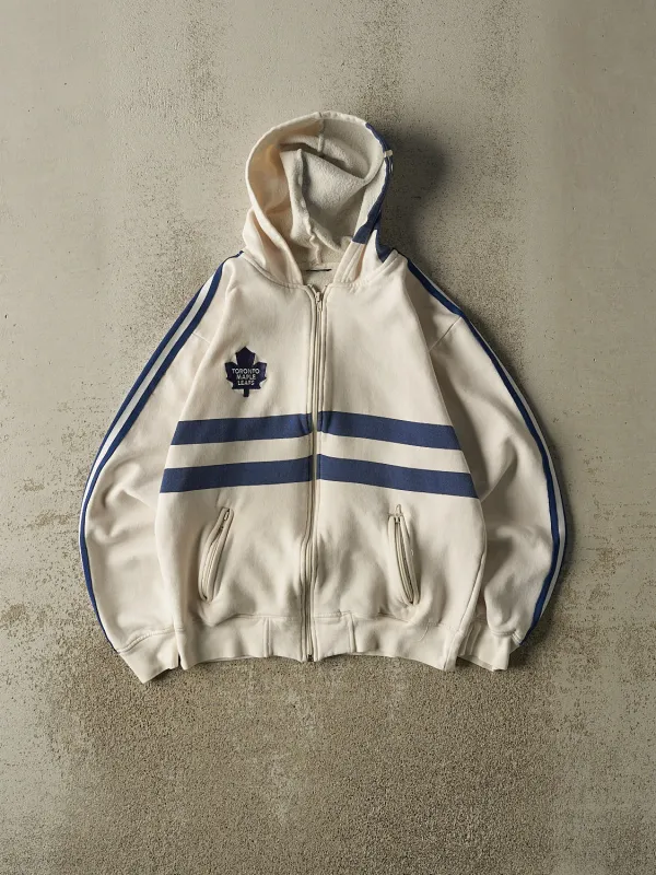 Vintage 90s White & Blue Toronto Maple Leafs Embroidered Zip Up Hoodie (XS) sold by Rebalance Vintage