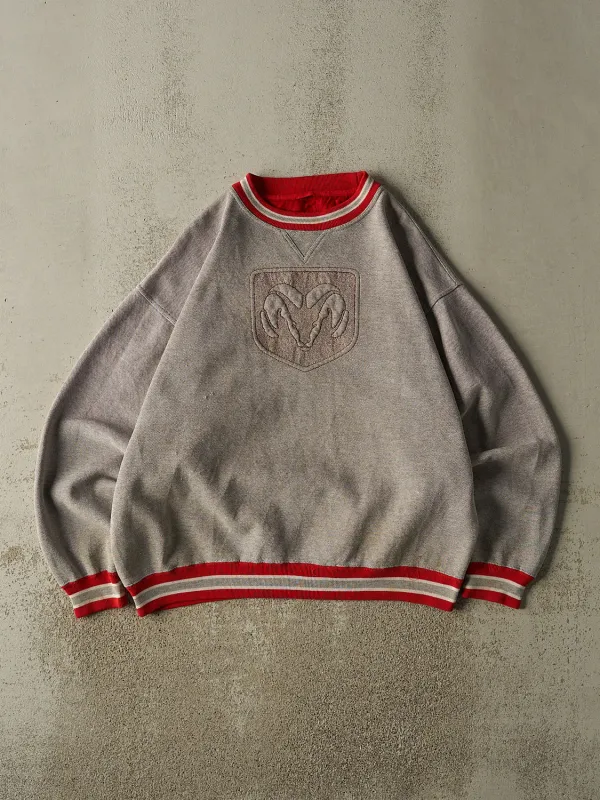 Vintage 90s Grey & Red Dodge Ram Embroidered Crewneck (L/XL) sold by Rebalance Vintage