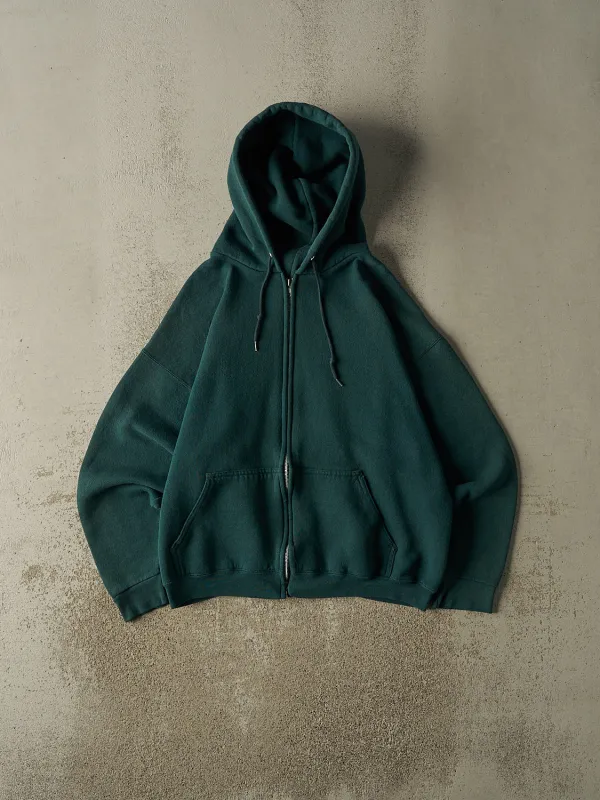 Vintage 90s Green Blank Zip Up Hoodie (L/XL) sold by Rebalance Vintage