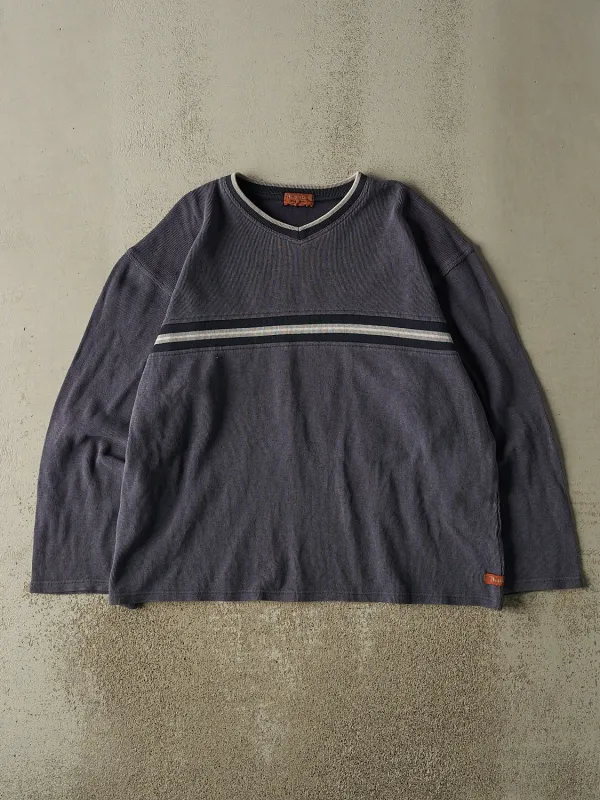 Vintage 90s Washed Blue Striped Textured Long Sleeve (XL) sold by Rebalance Vintage