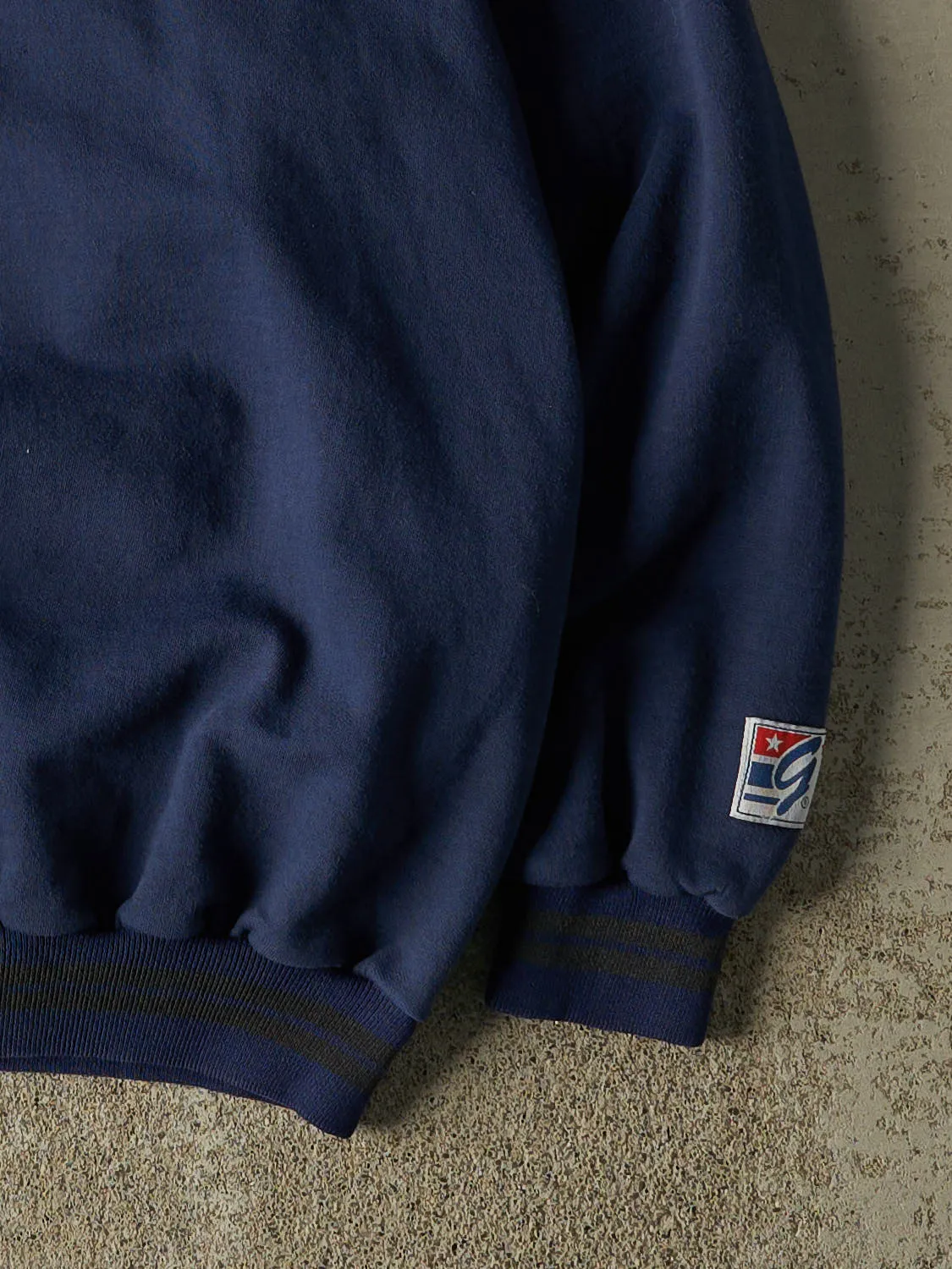 Vintage 90s Navy Blue Toronto Maple Leafs Embroidered Double Neck Sweater (L/XL) sold by Rebalance Vintage product image thumbnail 4