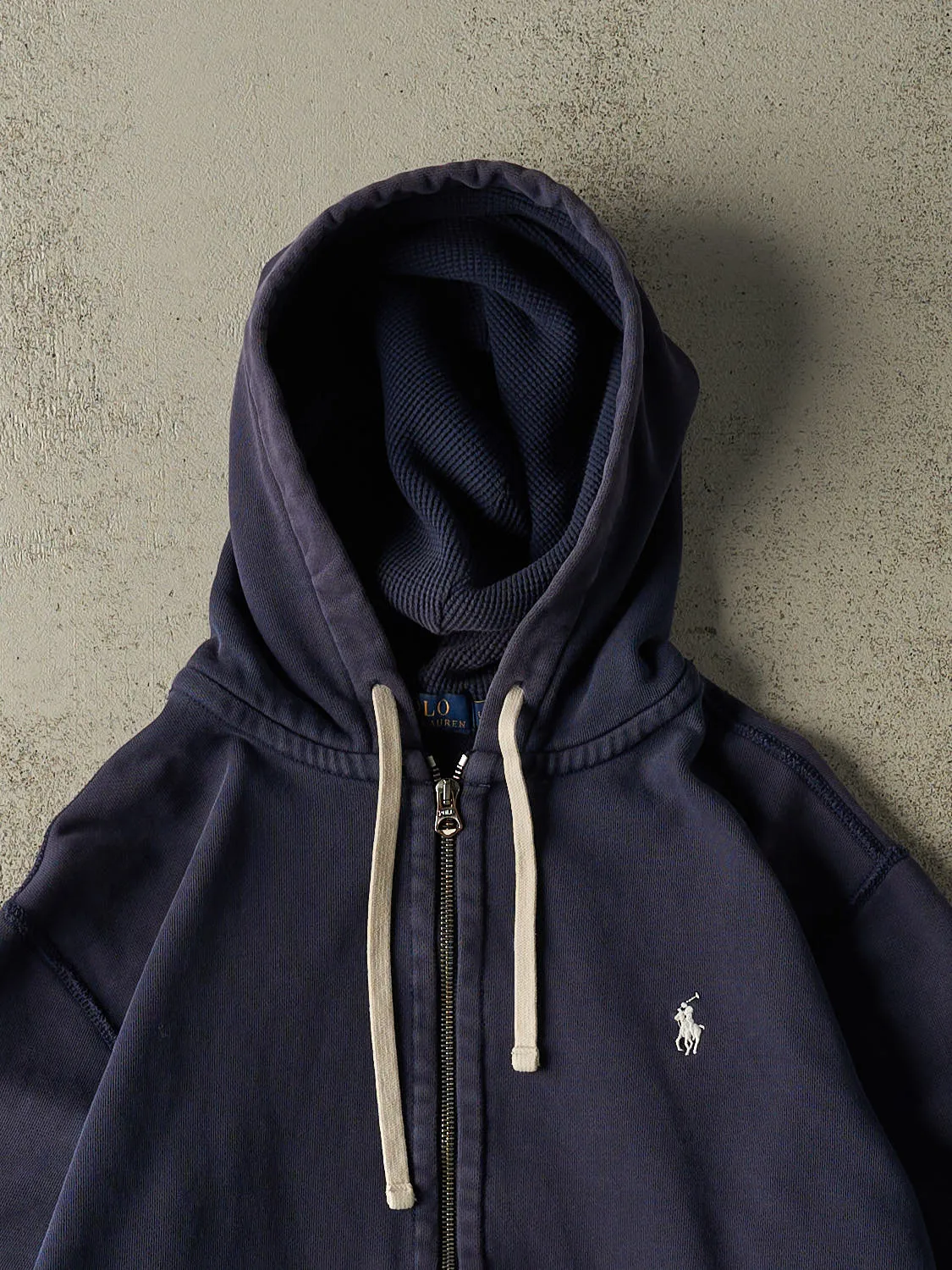 Vintage Y2K Navy Blue Polo Zip Up Hoodie (M/L) sold by Rebalance Vintage product image thumbnail 2