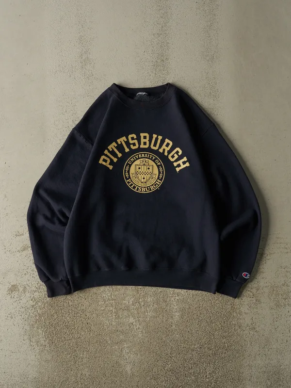 Vintage Y2K Navy Blue University of Pittsburgh Champion Crewneck (M/L) sold by Rebalance Vintage